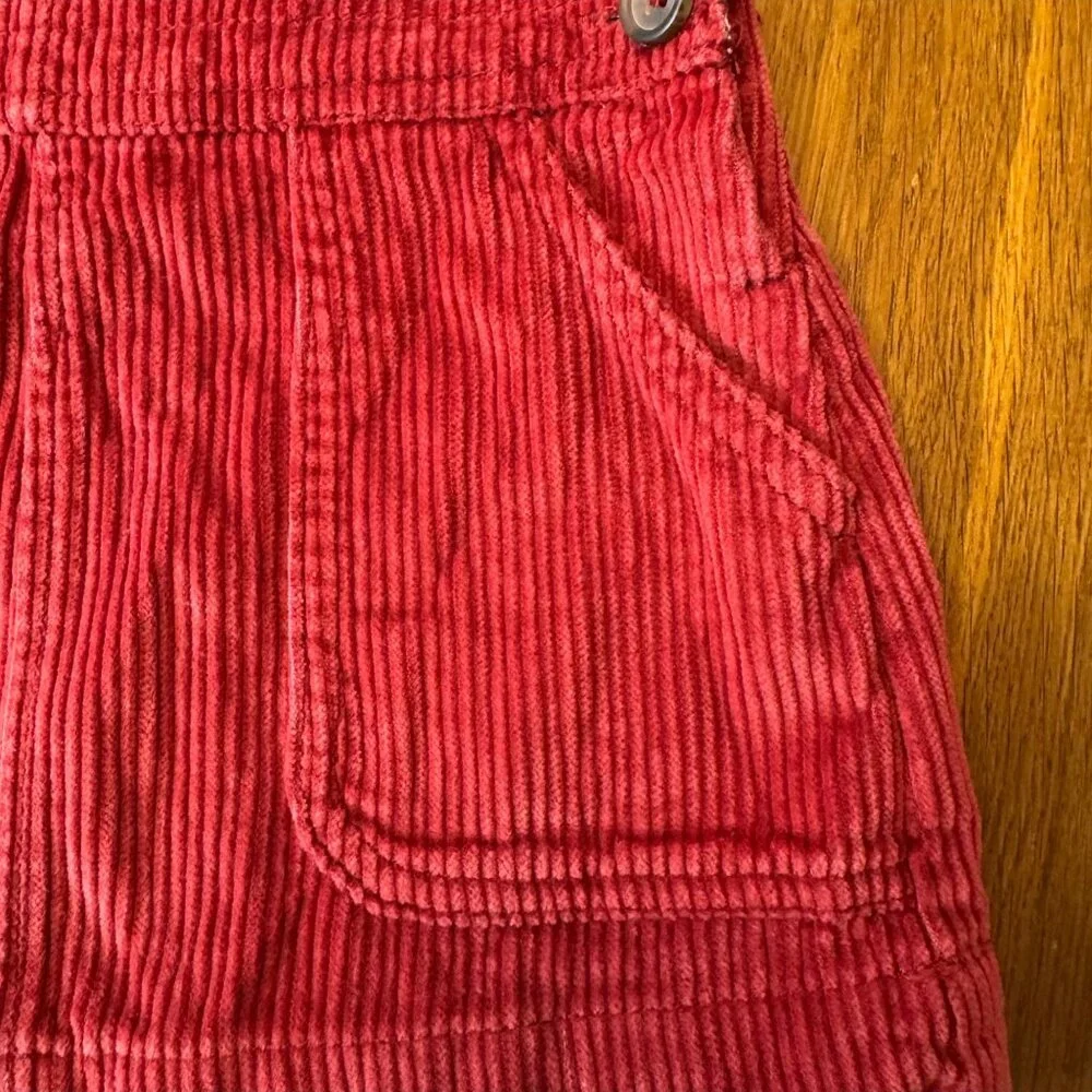 MINI BODEN Red Corduroy Pinafore Dress Girls 2-3 Brown Cord Pinafore Overall - Picture 4 of 8